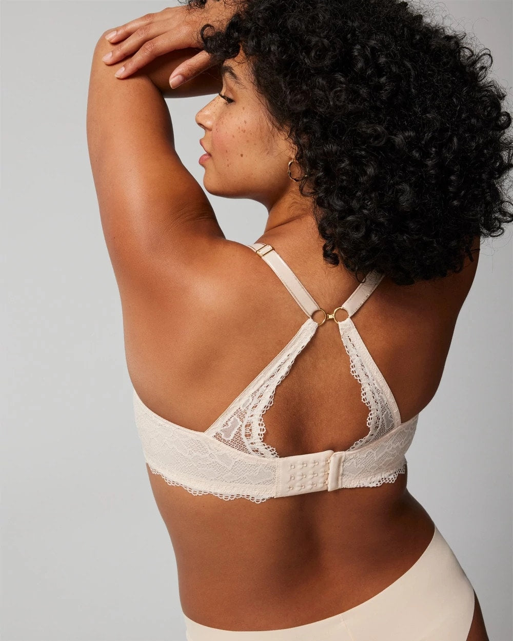 PALE SAND Push-Up Plunge Bra with Lace