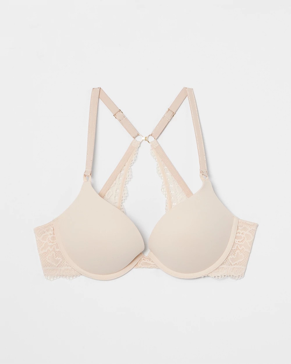 PALE SAND Push-Up Plunge Bra with Lace