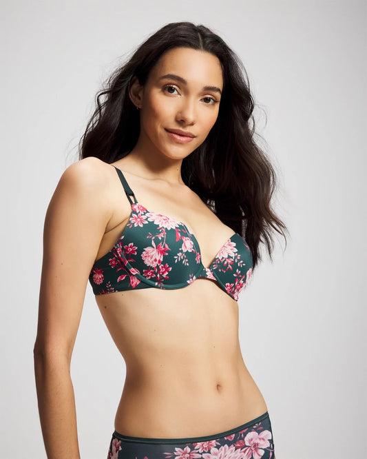 COTTAGE FLORAL MINI GREEN Push-Up Plunge Bra