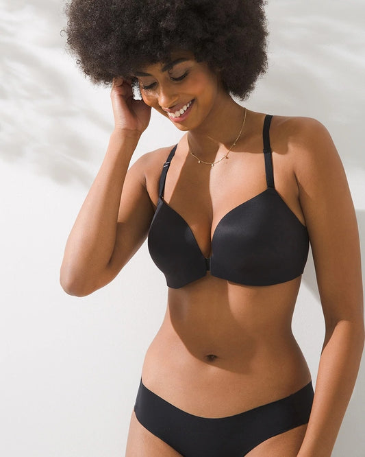 BLACK Front-Close Racerback Bra
