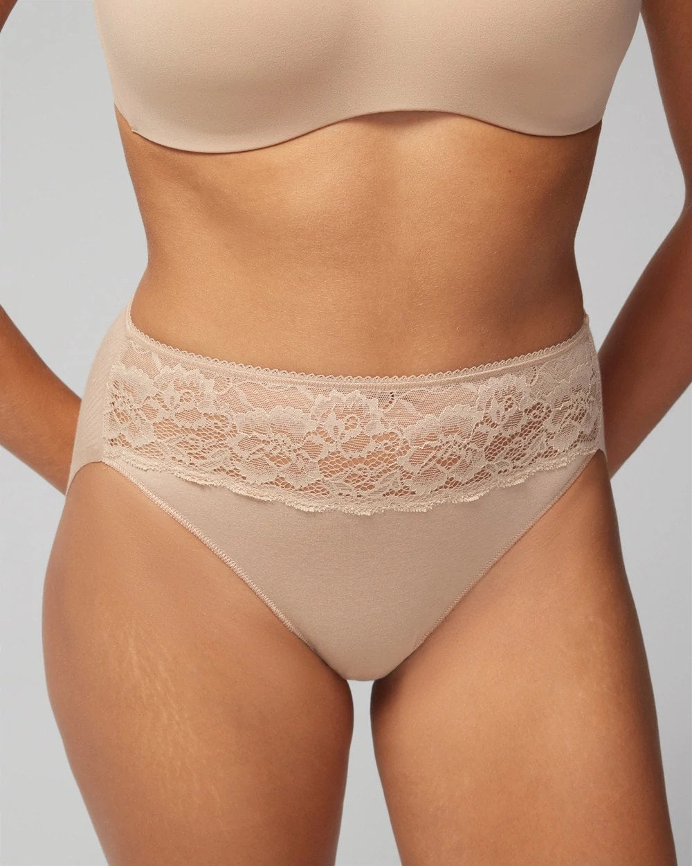 WARM AMBER Cotton Blend High-Leg Panty with Lace
