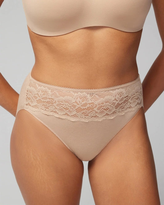 WARM AMBER Cotton Blend High-Leg Panty with Lace