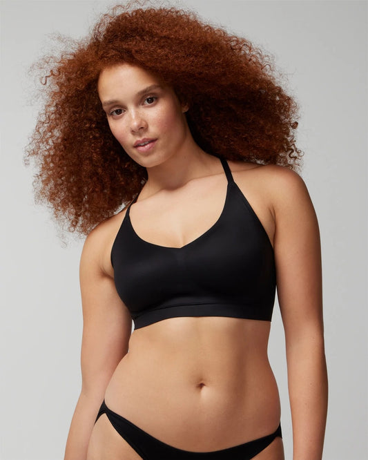 BLACK Racerback Bralette with Lace Back