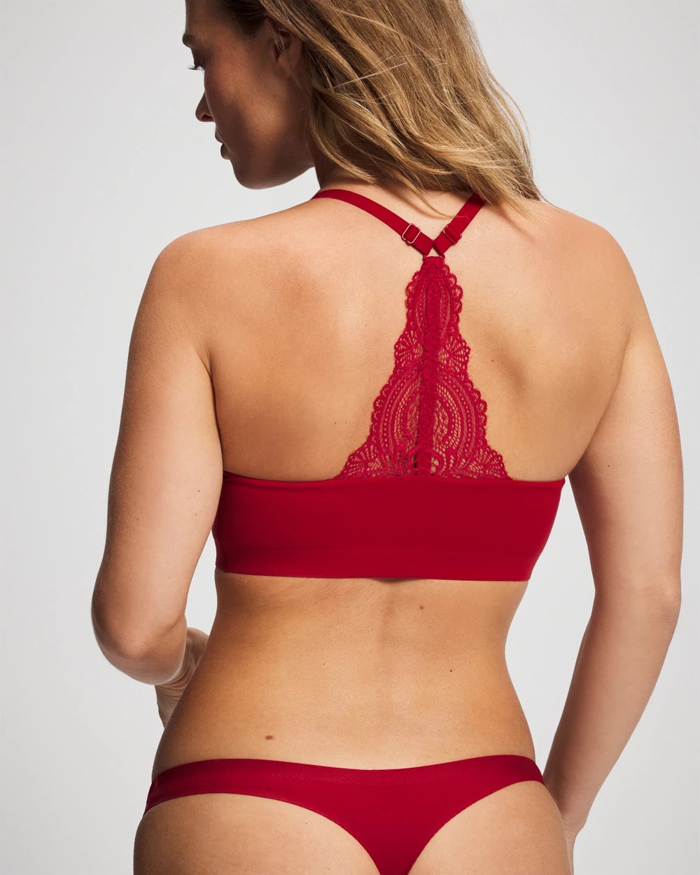 PAINT THE TOWN RED Racerback Bralette with Lace Back