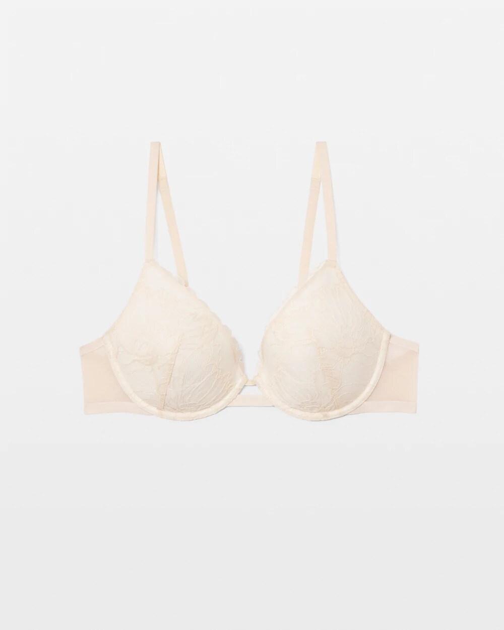 PALE SAND Plunge Bra with Lace
