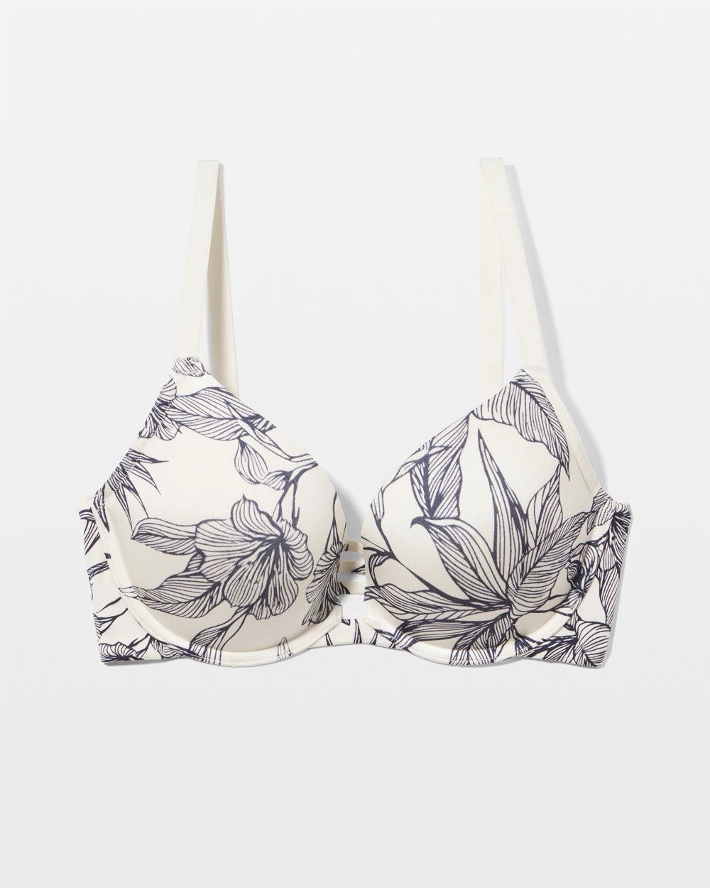 PLUMERIA BLOOMS CH NAVY Push-up Plunge Bra