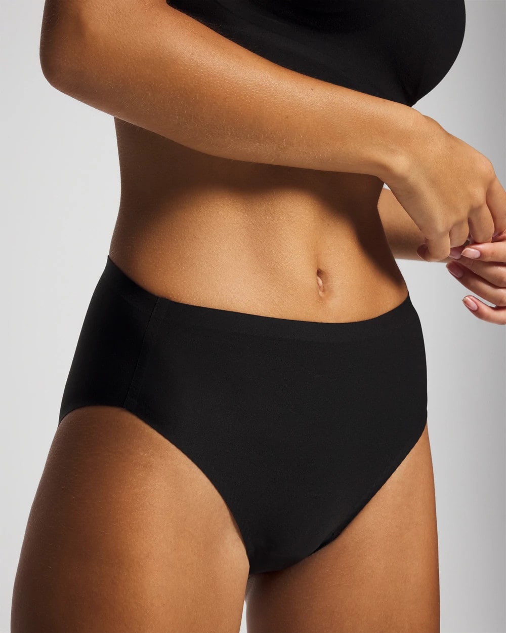 BLACK Soft Stretch High Leg Panty