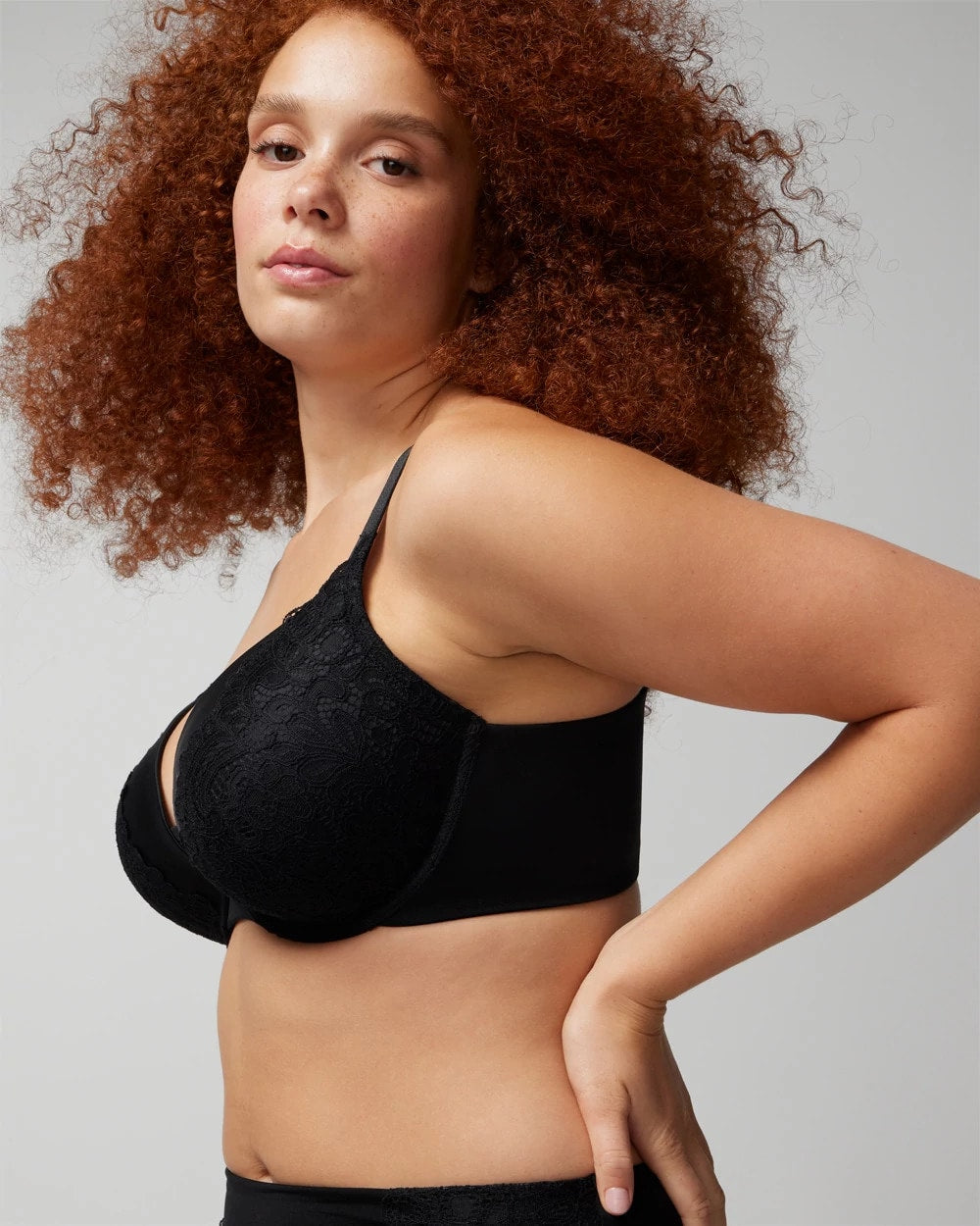 BLACK Push-up Plunge Bra with Lace