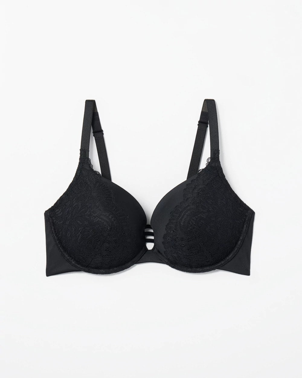 BLACK Push-up Plunge Bra with Lace