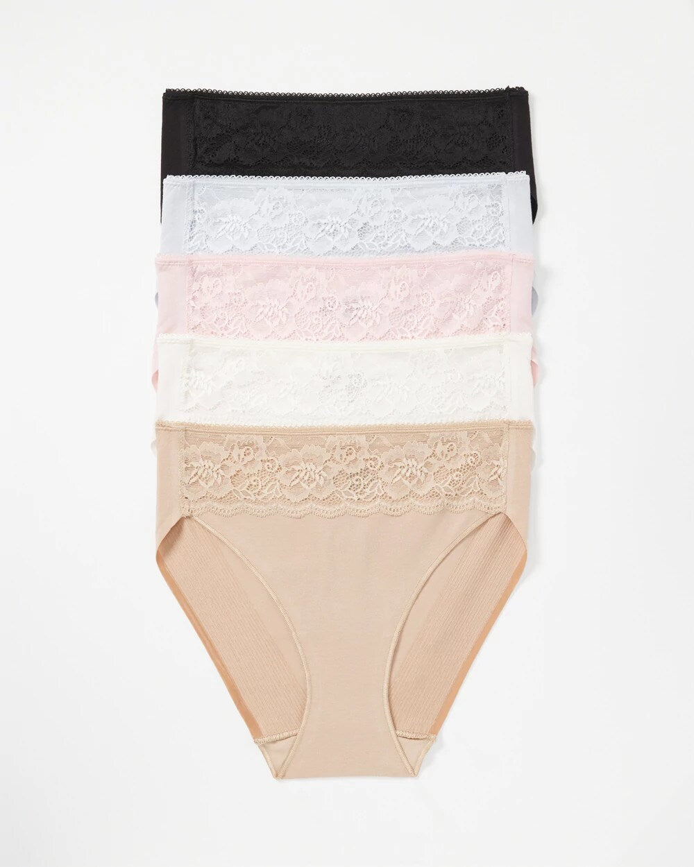 PRETTY PINK MULTI PACK Cotton Blend High-Leg Panty with Lace 5 Pack