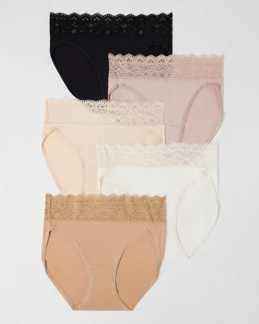 BASIC MULTI PACK High-Leg Panty with Super Soft Enchanting Lace 5 pack