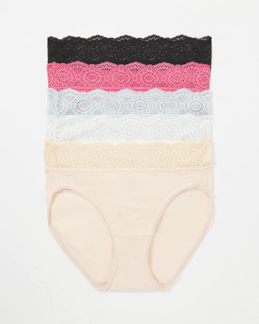 RAPTURE ROSE MULTIPACK Crochet Lace High Leg Panty Pack