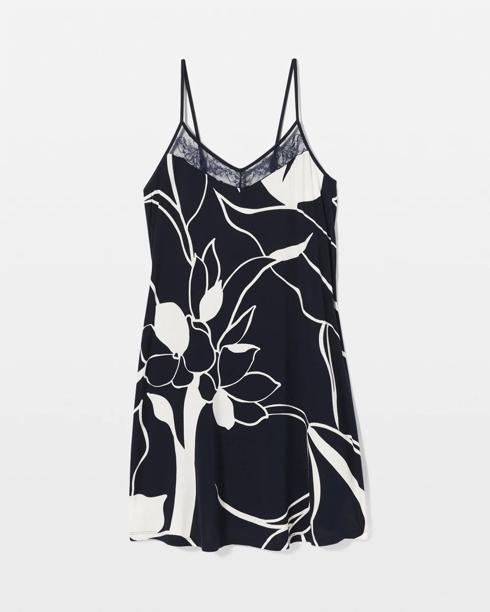 NOUVEAU FLORA NAVY Lace Chemise