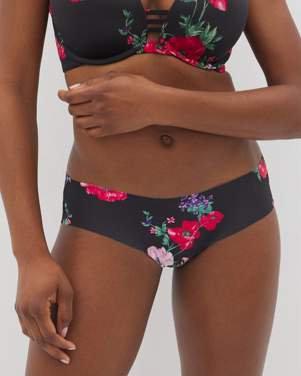 RHAPSODY FLORA MINI BLACK Cheeky Hipster Panty with Lace Back