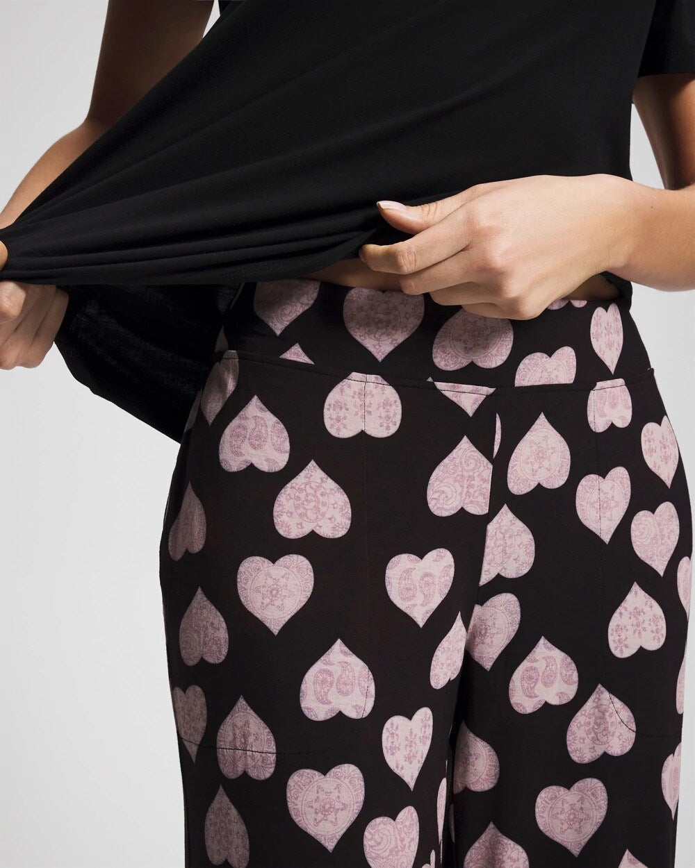 MANDALA HEARTS BLACK Short Sleeve + Pant Pajama Set
