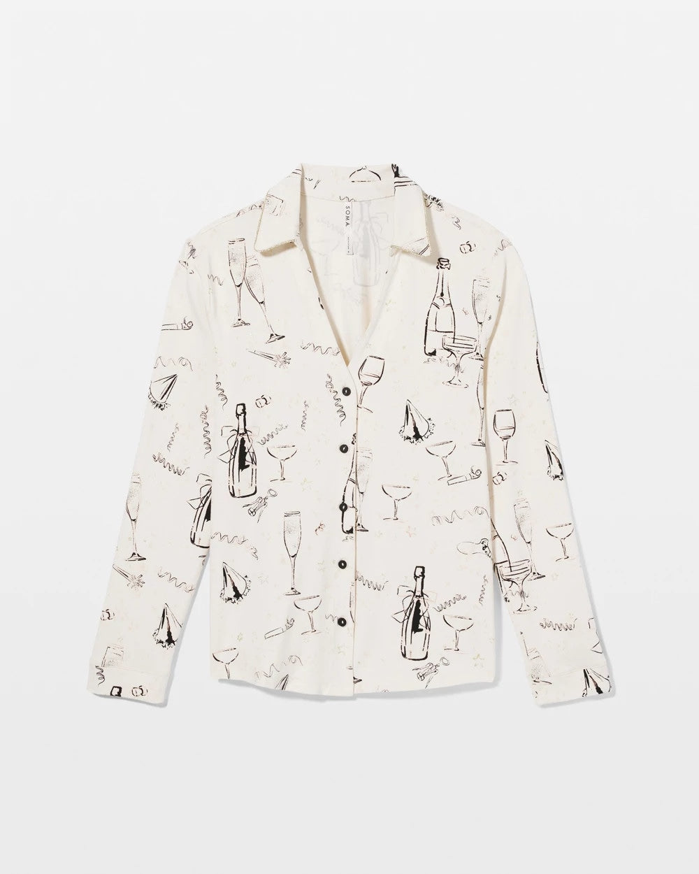 FIZZ THE SEASON FOIL Long-Sleeve Notch Collar Pajama Top