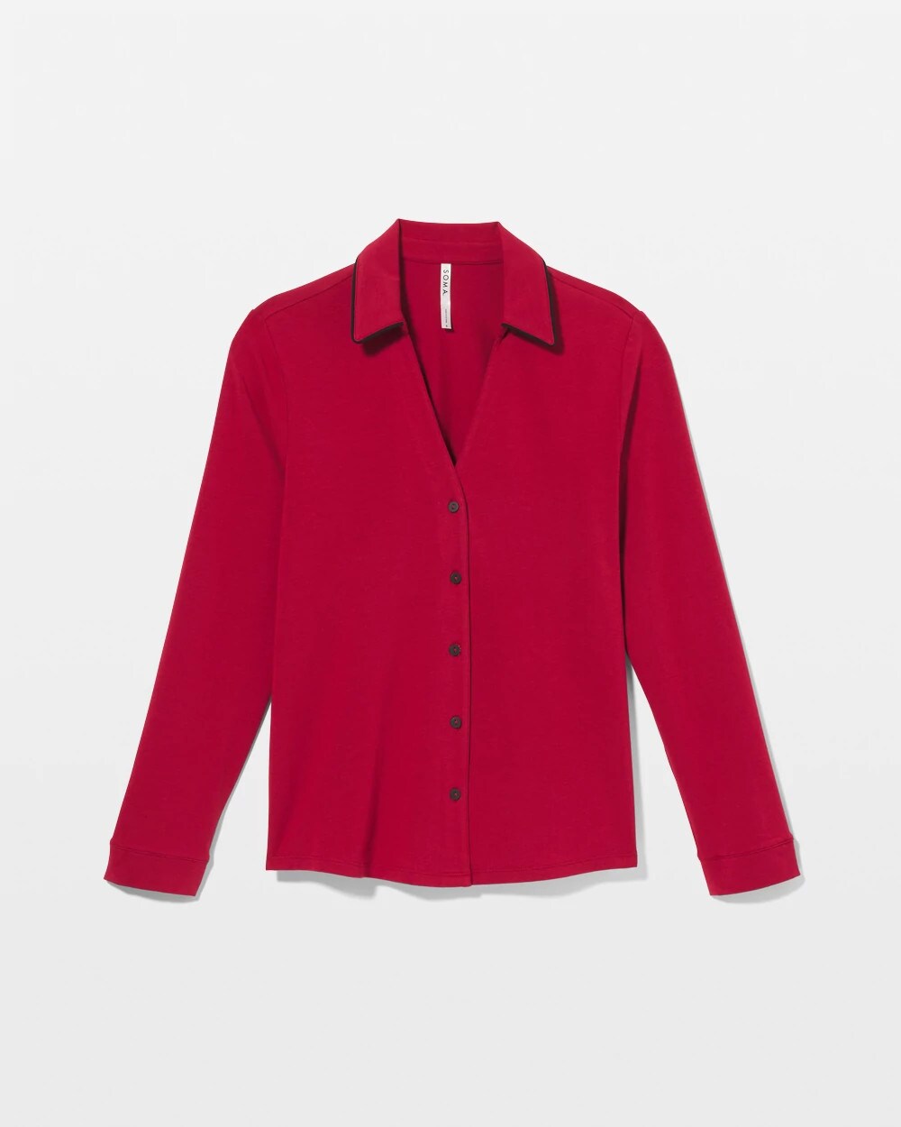 PAINT THE TOWN RED Long-Sleeve Notch Collar Pajama Top