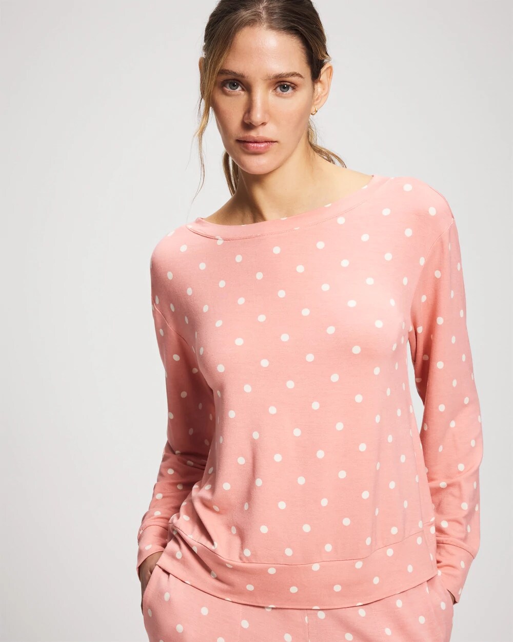 DREAMY DOT MID BLUSH PINK Long-Sleeve Pajama Top