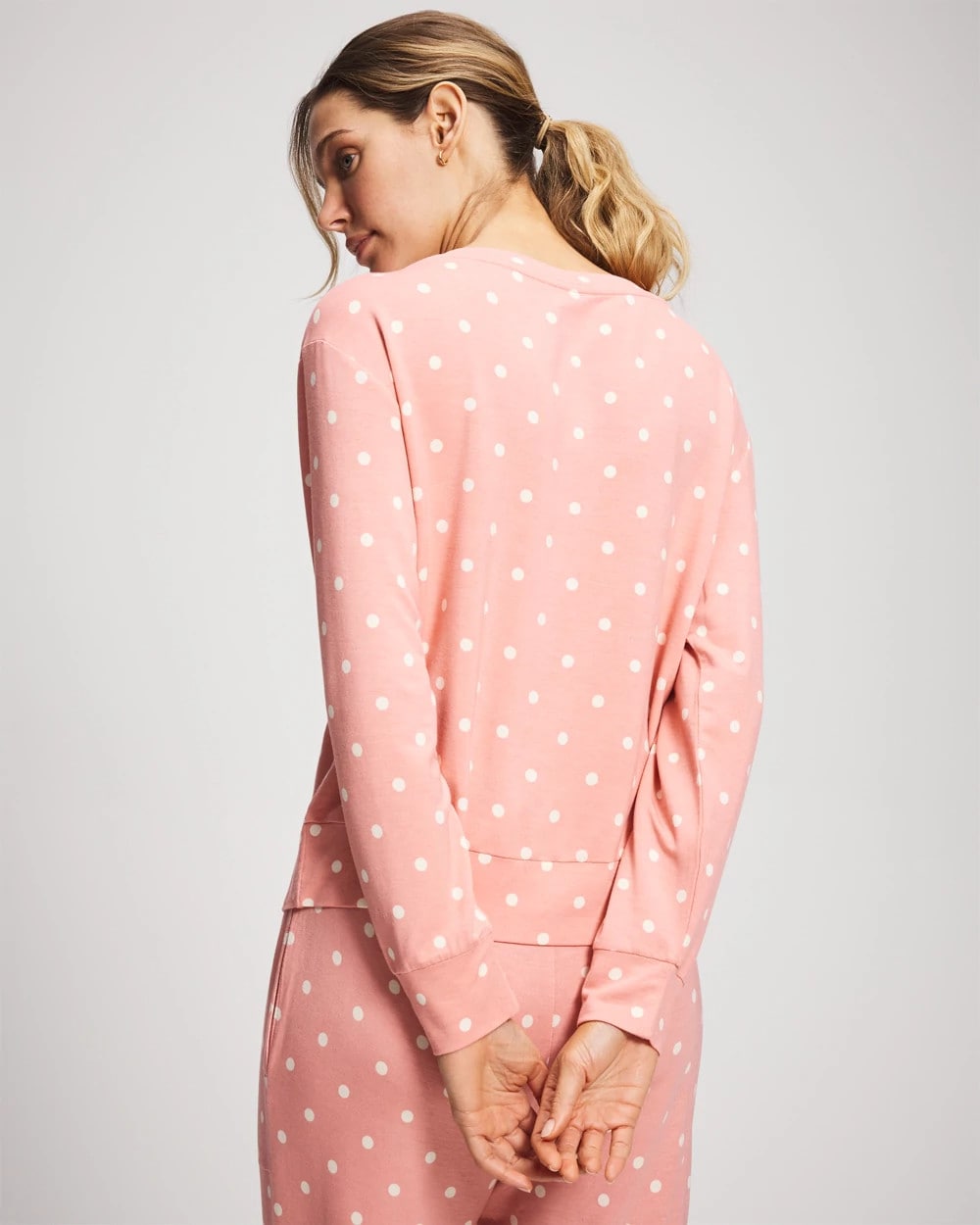 DREAMY DOT MID BLUSH PINK Long-Sleeve Pajama Top