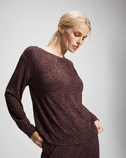 HOT SPOT MOCHA Long-Sleeve Pajama Top