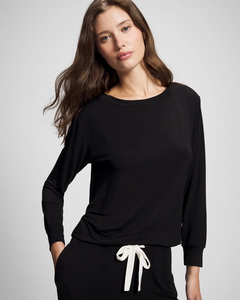 BLACK Long-Sleeve Pajama Top