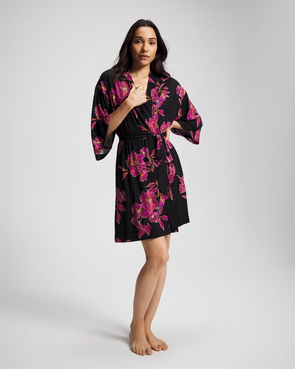 GILDED BLOOMS MAGENTA Short Robe