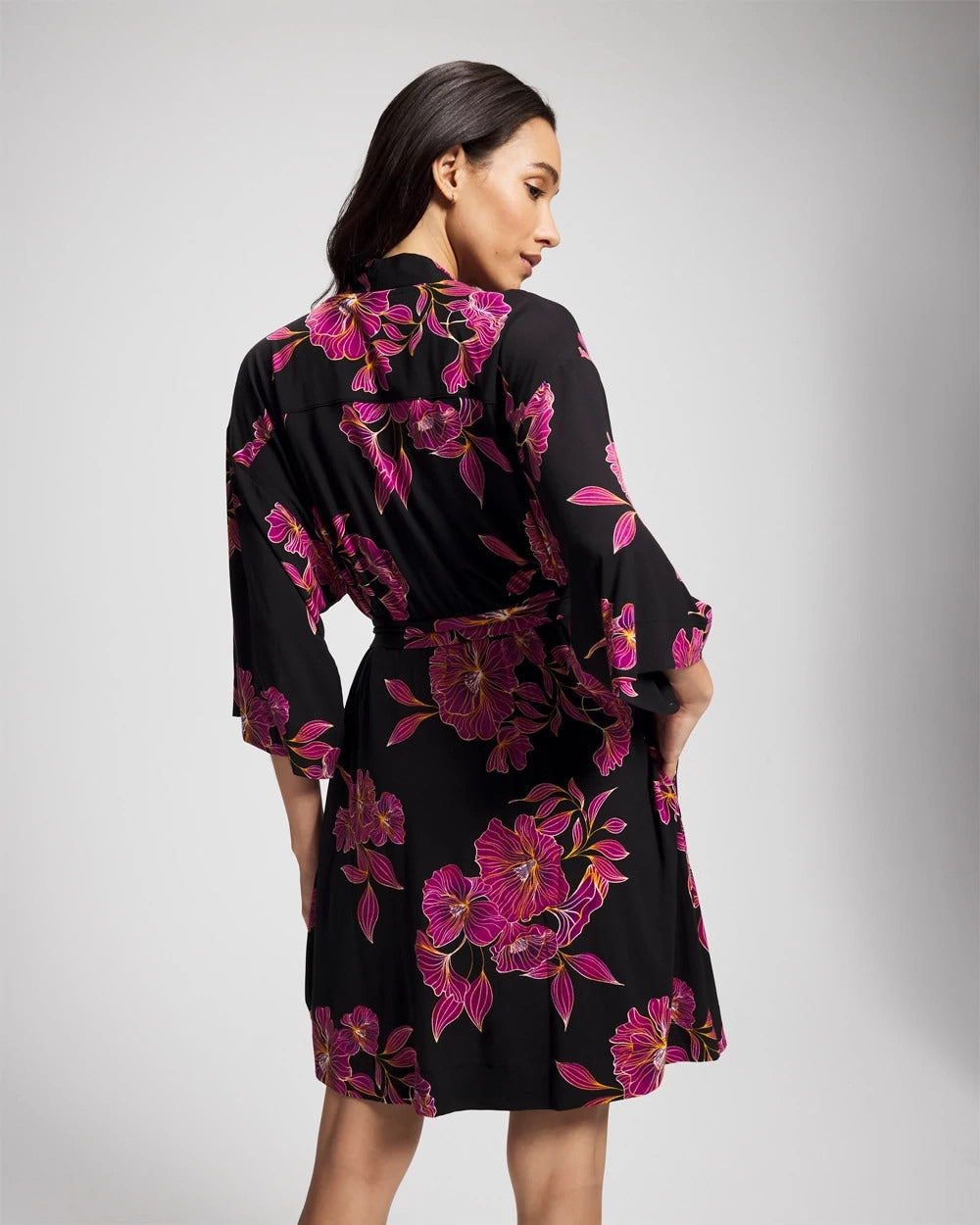GILDED BLOOMS MAGENTA Short Robe