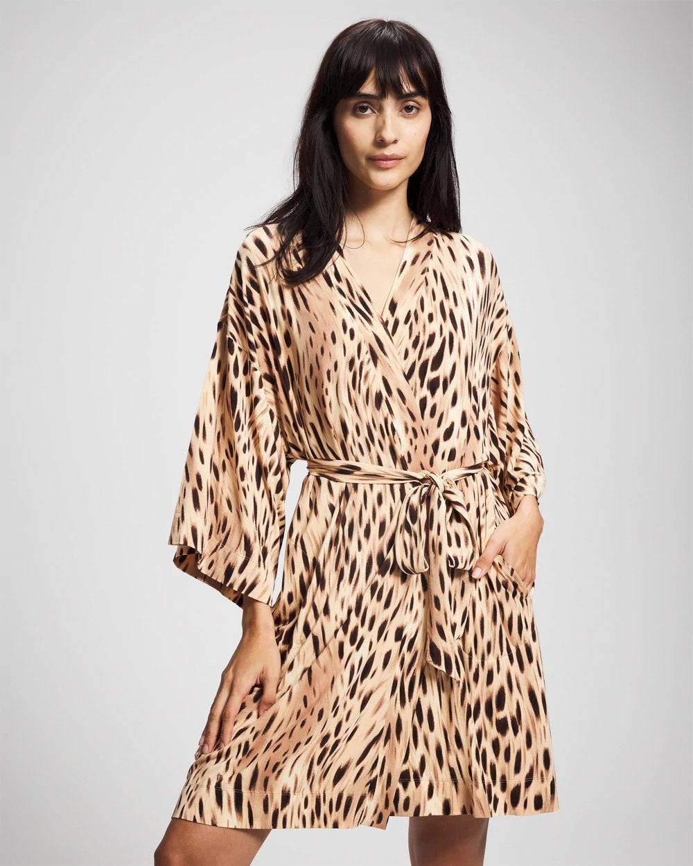 SPLENDID LEOPARD AMBER Short Robe