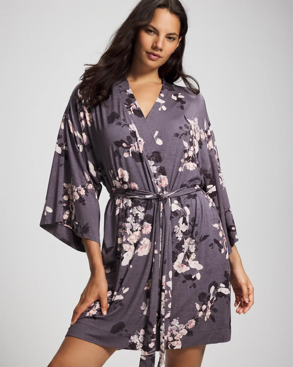 FLORAL DREAMS GRAY Short Robe