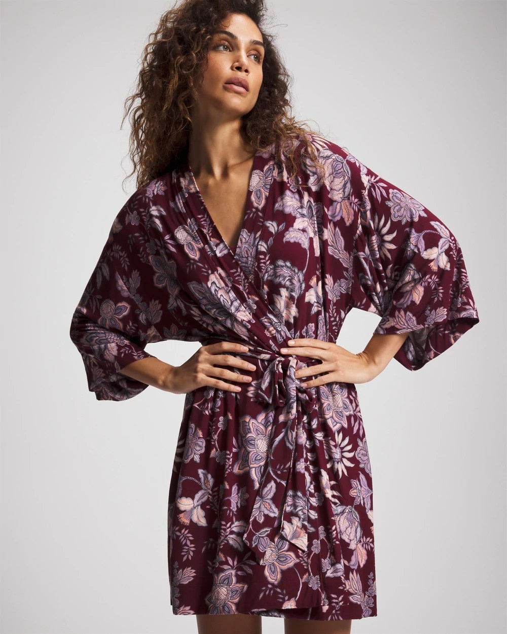 PAISLEY SPLENDOR PLUM Short Robe