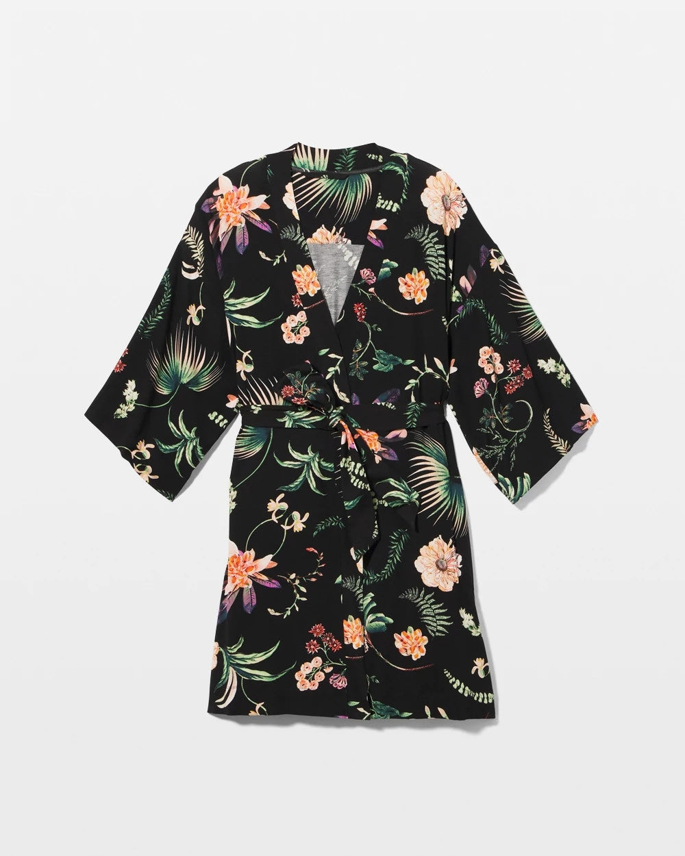 PARADISE PLUMES BLACK Short Robe