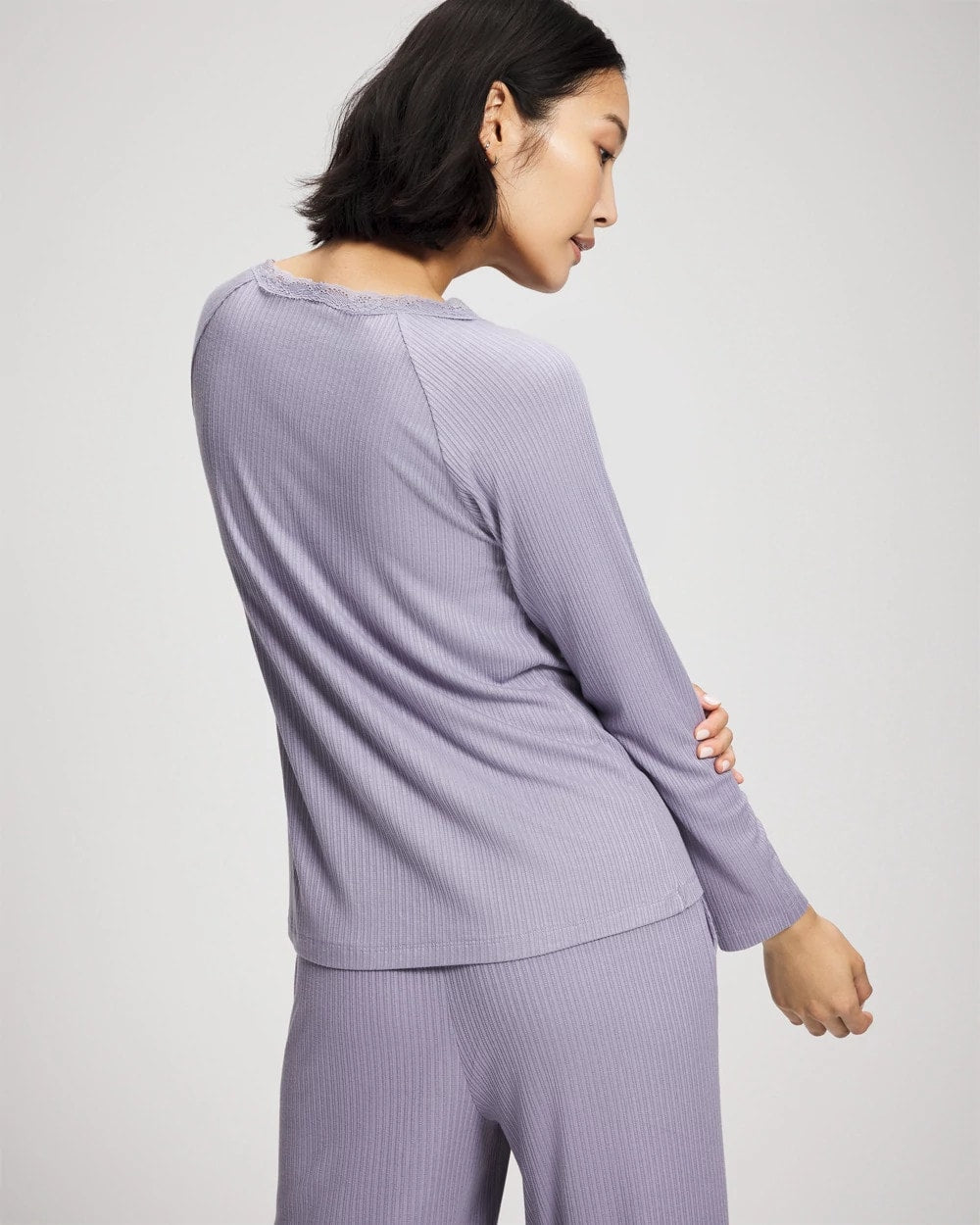 LAVENDER CLOUD Pointelle Long Sleeve Pajama Top
