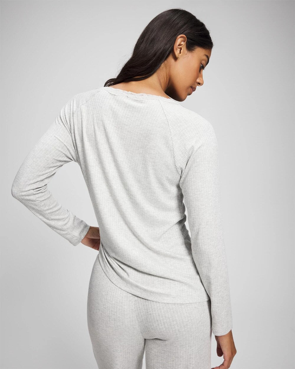 HEATHER FROST Pointelle Long Sleeve Pajama Top