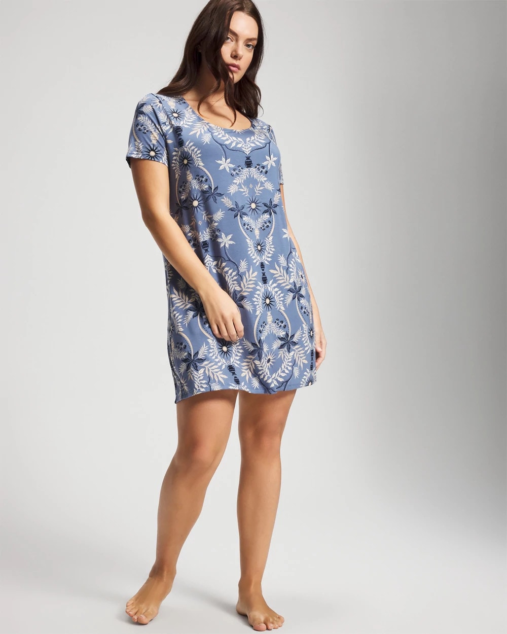 BOTANICAL TILE SUNDOWN Short Sleeve Scoop Neck Sleepshirt