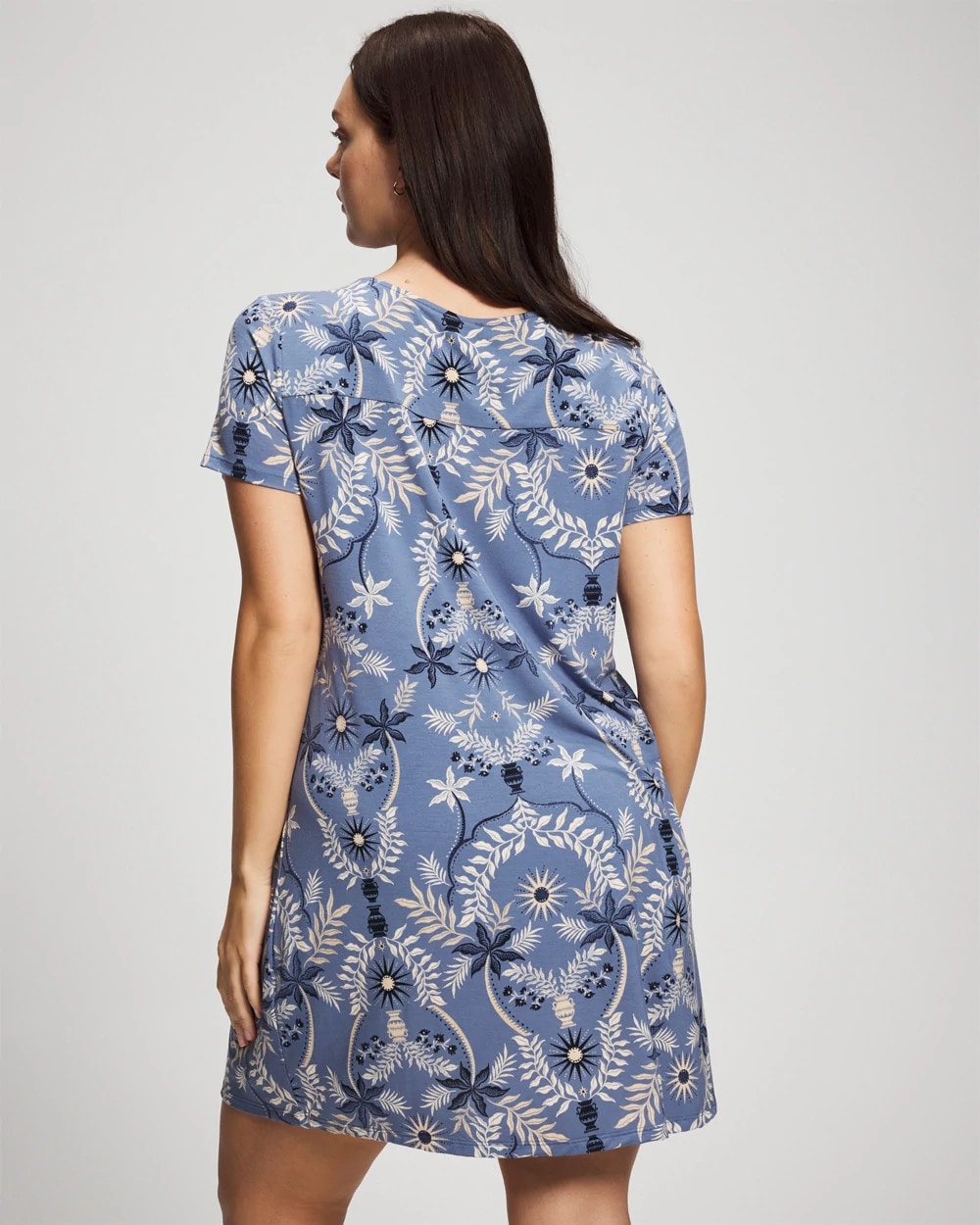 BOTANICAL TILE SUNDOWN Short Sleeve Scoop Neck Sleepshirt