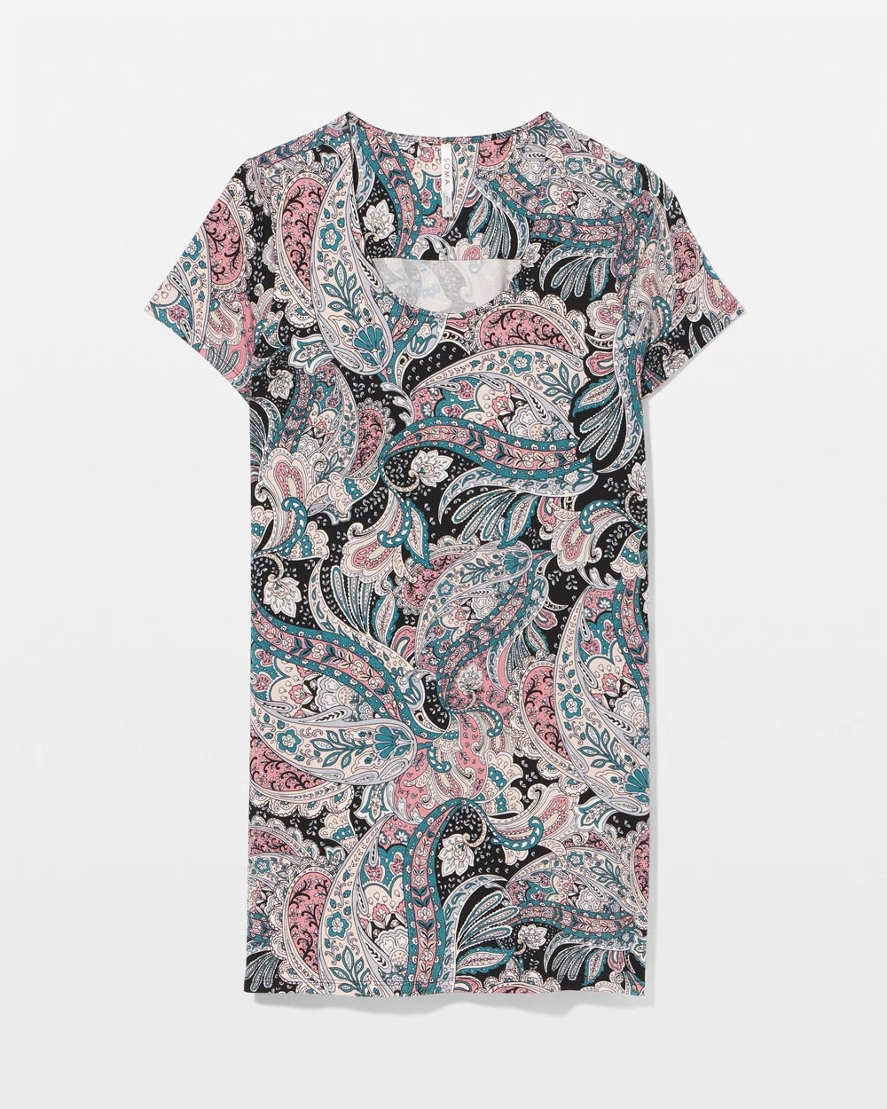 REGAL PAISLEY BLACK Short Sleeve Scoop Neck Sleepshirt