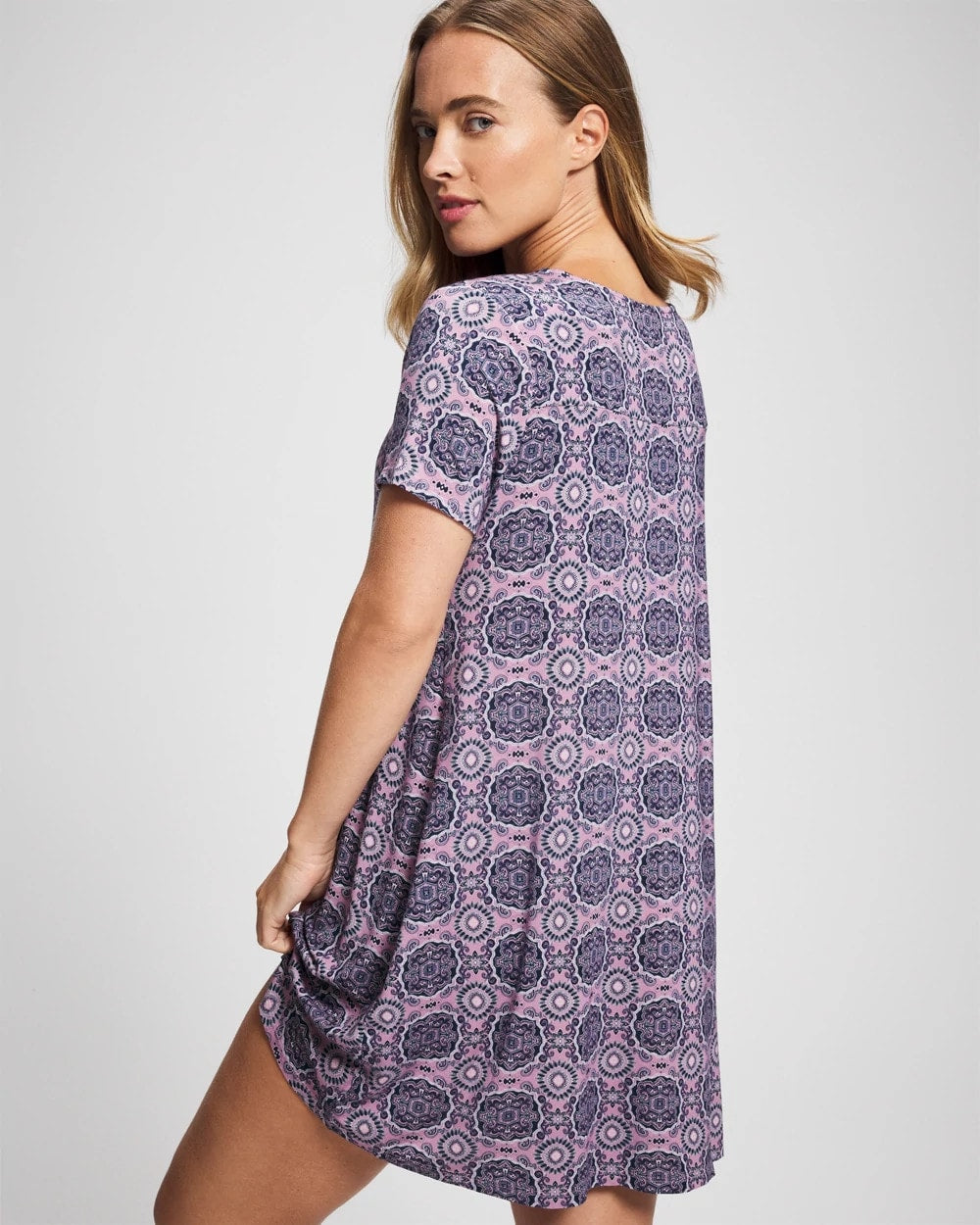 HAVEN TILE MINI LILAC WIN Short Sleeve Scoop Neck Sleepshirt