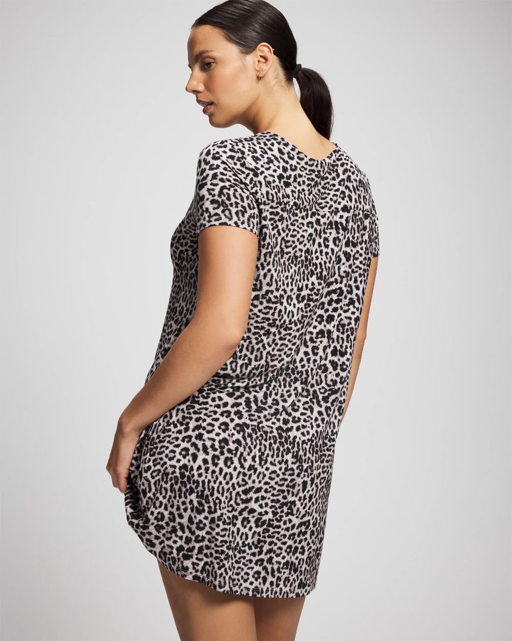 DIVINE LEOPARD TAUPE Short Sleeve Scoop Neck Sleepshirt