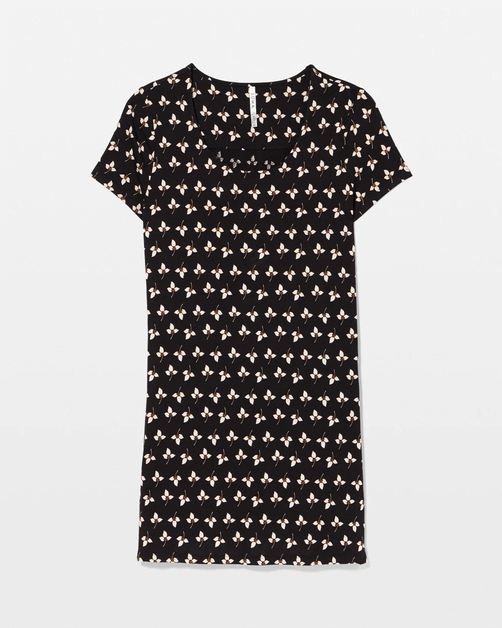 PEACEFUL PETALS BLACK Short Sleeve Scoop Neck Sleepshirt