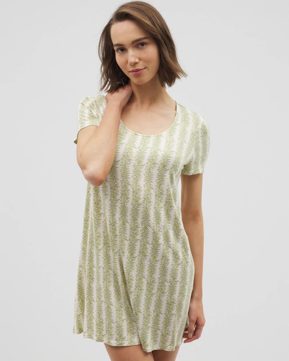 CHILL STRIPE CHAMPAGNE Short Sleeve Scoop Neck Sleepshirt