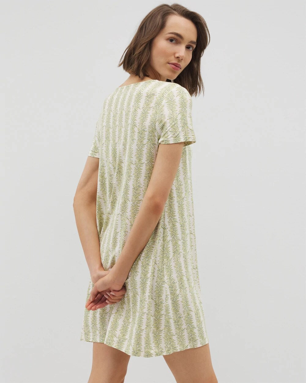 CHILL STRIPE CHAMPAGNE Short Sleeve Scoop Neck Sleepshirt