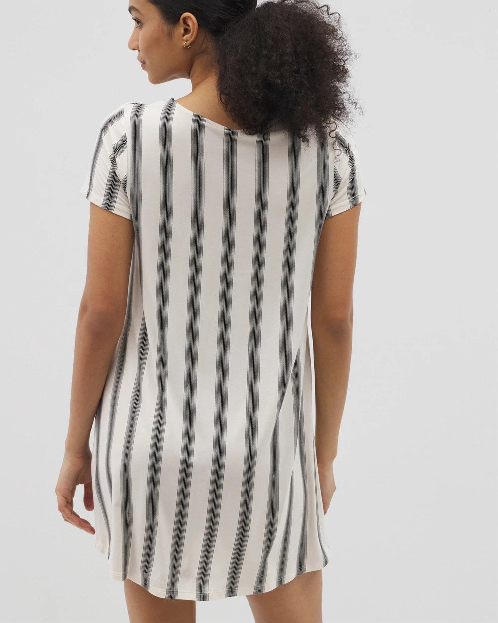 HAMPTON STRIPE BLACK Short Sleeve Scoop Neck Sleepshirt