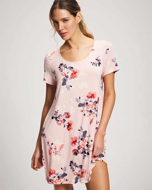FLORAL DREAMS PINK BLUSH Short Sleeve Scoop Neck Sleepshirt