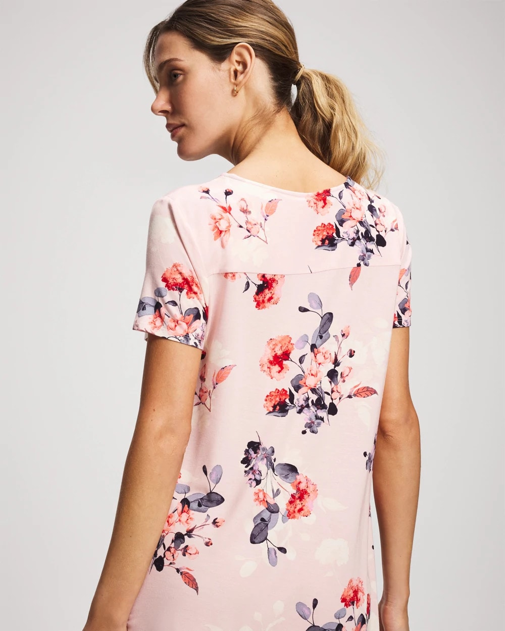 FLORAL DREAMS PINK BLUSH Short Sleeve Scoop Neck Sleepshirt