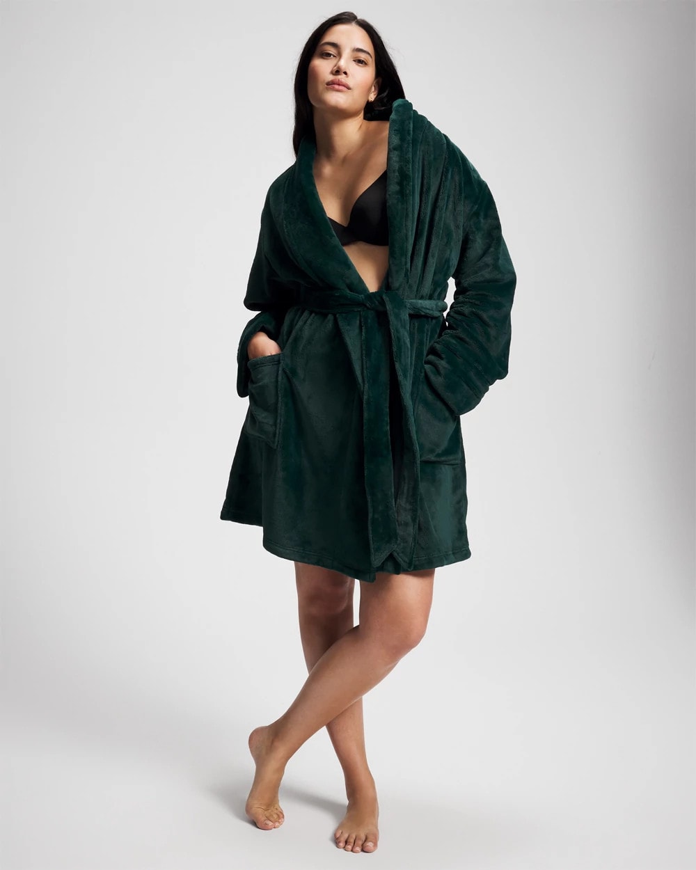 GREEN JOLIE Plush Short Robe