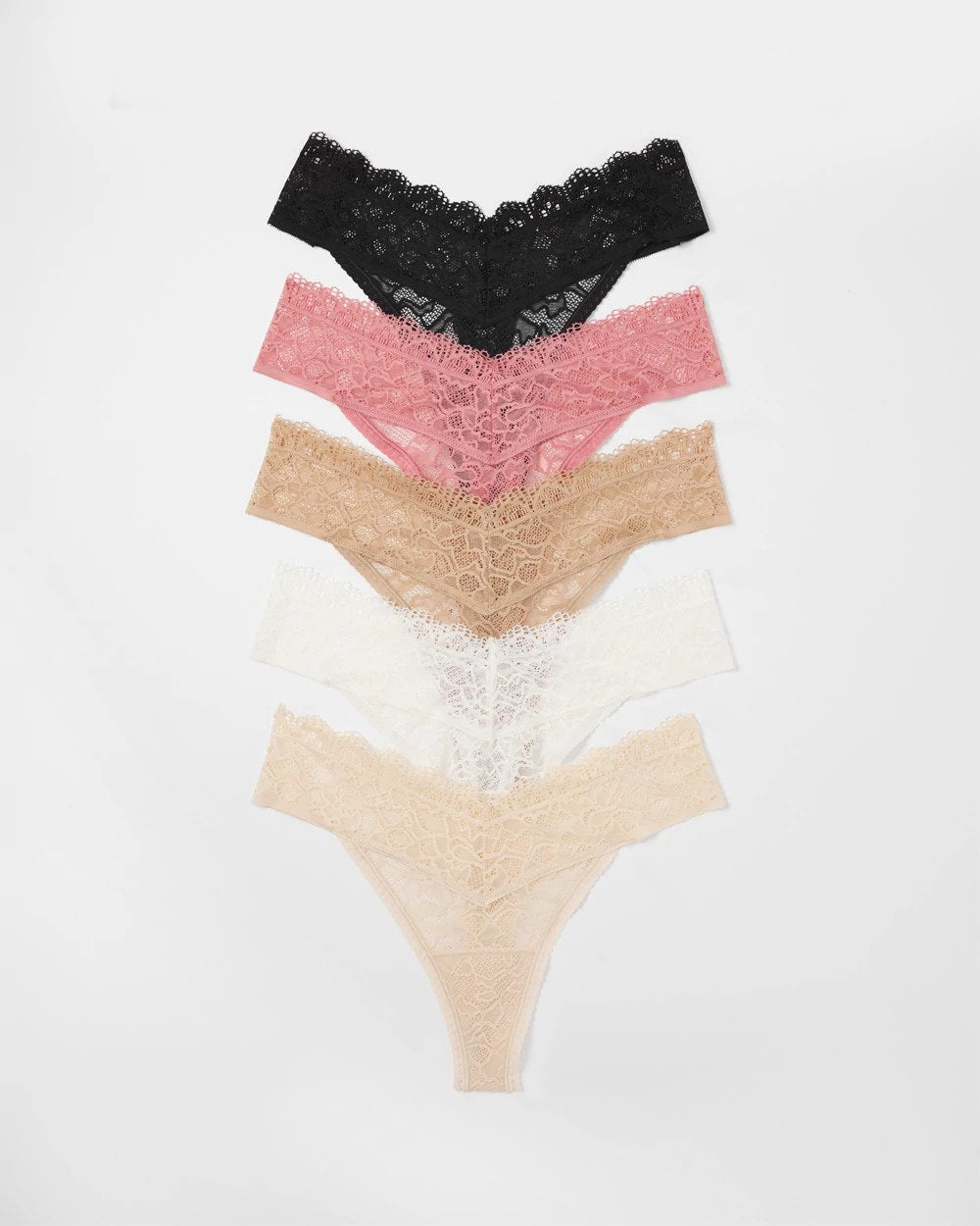 ANTIQUE PINK MULTI PACK Thong Panty with Enchanting Lace 5 Pack