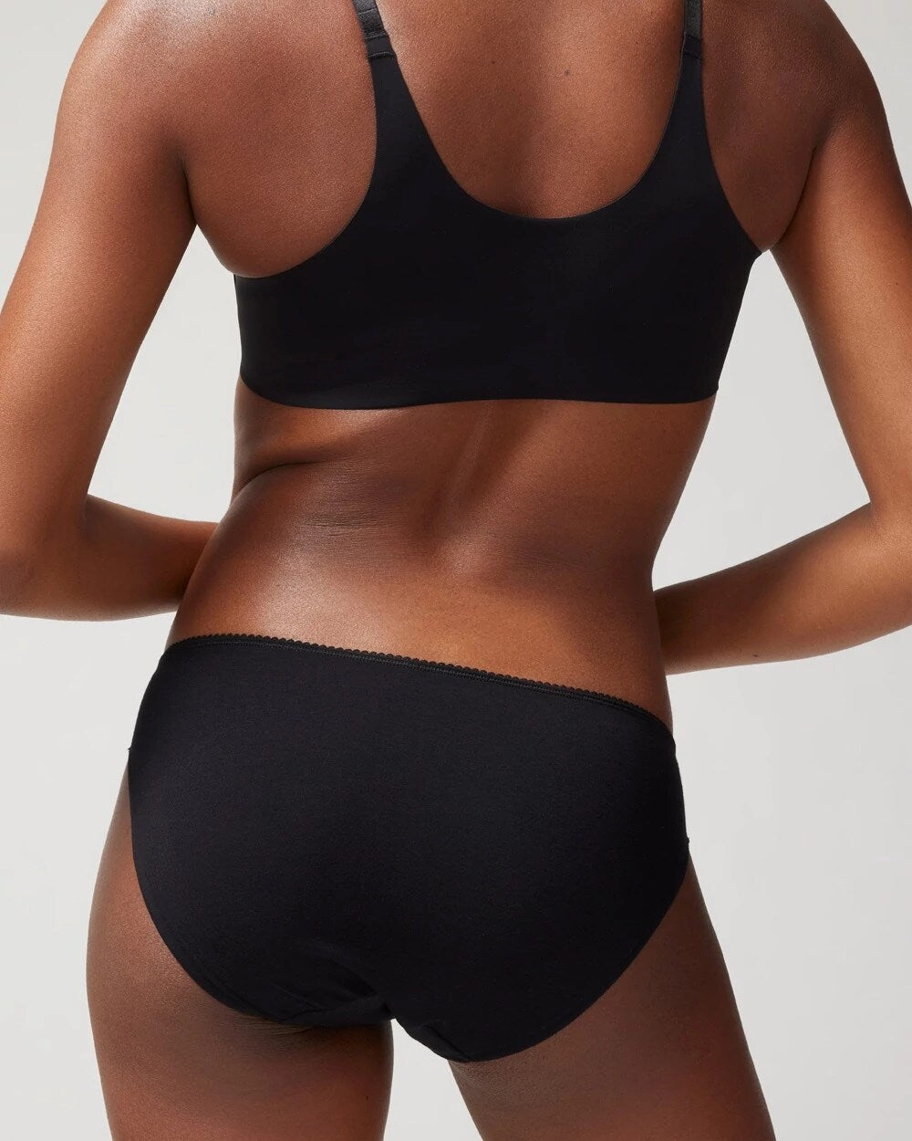 BLACK Cotton Blend Bikini Panty with Lace