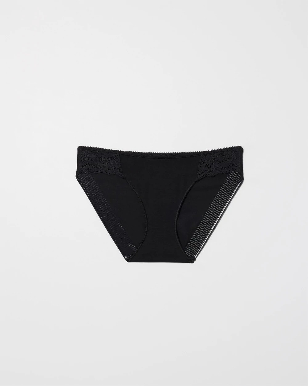 BLACK Cotton Blend Bikini Panty with Lace