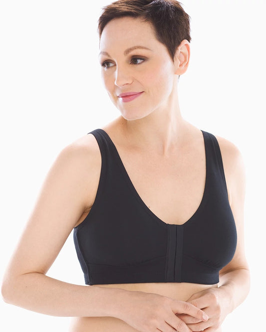 BLACK Front-Closure Post-Surgery Bra