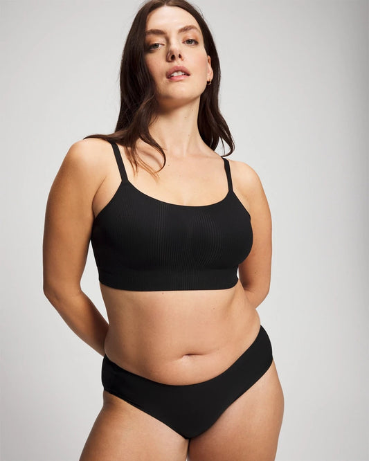BLACK Rib Adjustable Bralette
